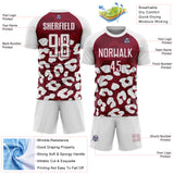 Custom White Crimson Animal Leopard Print Sports Sublimation Soccer Uniform Jersey