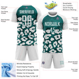 Custom White Teal Animal Leopard Print Sports Sublimation Soccer Uniform Jersey