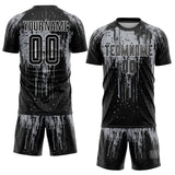 Custom Black Gray-White Dripping Splatte Pattern Sports Sublimation Soccer Uniform Jersey