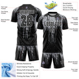 Custom Black Gray-White Dripping Splatte Pattern Sports Sublimation Soccer Uniform Jersey
