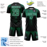 Custom Black Kelly Green-White Dripping Splatte Pattern Sports Sublimation Soccer Uniform Jersey