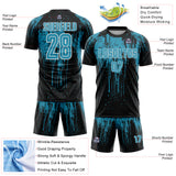 Custom Black Panther Blue-White Dripping Splatte Pattern Sports Sublimation Soccer Uniform Jersey