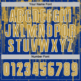 Custom Royal Old Gold-White Dripping Splatte Pattern Sports Sublimation Soccer Uniform Jersey