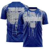 Custom Royal Gray-White Dripping Splatte Pattern Sports Sublimation Soccer Uniform Jersey