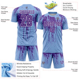 Custom Light Blue Purple-White Dripping Splatte Pattern Sports Sublimation Soccer Uniform Jersey