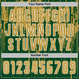 Custom Green Old Gold-White Dripping Splatte Pattern Sports Sublimation Soccer Uniform Jersey
