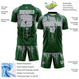 Custom Green Gray-White Dripping Splatte Pattern Sports Sublimation Soccer Uniform Jersey