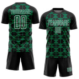 Custom Black Kelly Green-White Geometric Shapes Sports Sublimation Soccer Uniform Jersey