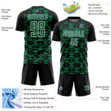 Custom Black Kelly Green-White Geometric Shapes Sports Sublimation Soccer Uniform Jersey