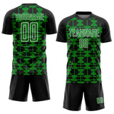 Custom Black Grass Green-White Geometric Shapes Sports Sublimation Soccer Uniform Jersey