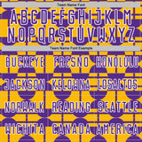 Custom Gold Purple-White Geometric Shapes Sports Sublimation Soccer Uniform Jersey