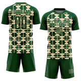 Custom Green Cream Geometric Shapes Sports Sublimation Soccer Uniform Jersey