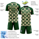Custom Green Cream Geometric Shapes Sports Sublimation Soccer Uniform Jersey