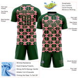 Custom Green Medium Pink Geometric Shapes Sports Sublimation Soccer Uniform Jersey