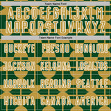 Custom Green Old Gold-White Geometric Shapes Sports Sublimation Soccer Uniform Jersey