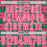 Custom Kelly Green Neon Pink-White Geometric Shapes Sports Sublimation Soccer Uniform Jersey