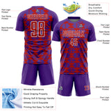 Custom Purple Red-White Geometric Shapes Sports Sublimation Soccer Uniform Jersey