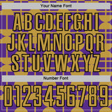 Custom Purple Old Gold-Black Geometric Shapes Sports Sublimation Soccer Uniform Jersey