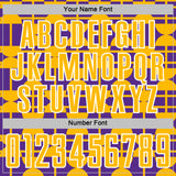 Custom Purple Gold-White Geometric Shapes Sports Sublimation Soccer Uniform Jersey