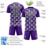Custom Purple Gray-Black Geometric Shapes Sports Sublimation Soccer Uniform Jersey