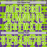 Custom Purple Neon Green-White Geometric Shapes Sports Sublimation Soccer Uniform Jersey