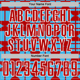 Custom Sky Blue Red-White Geometric Shapes Sports Sublimation Soccer Uniform Jersey