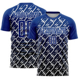 Custom Royal Black-White Lightning Sports Sublimation Soccer Uniform Jersey