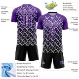 Custom Purple Black-White Lightning Sports Sublimation Soccer Uniform Jersey