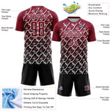 Custom Crimson Black-White Lightning Sports Sublimation Soccer Uniform Jersey