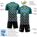 Custom Teal Black-White Lightning Sports Sublimation Soccer Uniform Jersey