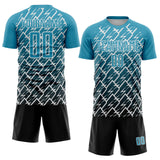 Custom Panther Blue Black-White Lightning Sports Sublimation Soccer Uniform Jersey