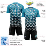Custom Panther Blue Black-White Lightning Sports Sublimation Soccer Uniform Jersey