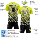 Custom Neon Yellow Black-White Lightning Sports Sublimation Soccer Uniform Jersey