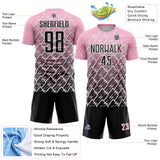 Custom Light Pink Black-White Lightning Sports Sublimation Soccer Uniform Jersey