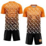 Custom Bay Orange Black-White Lightning Sports Sublimation Soccer Uniform Jersey