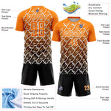 Custom Bay Orange Black-White Lightning Sports Sublimation Soccer Uniform Jersey