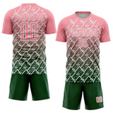 Custom Medium Pink Green-White Lightning Sports Sublimation Soccer Uniform Jersey