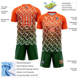Custom Orange Green-White Lightning Sports Sublimation Soccer Uniform Jersey