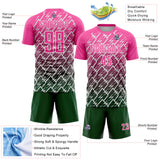 Custom Pink Green-White Lightning Sports Sublimation Soccer Uniform Jersey
