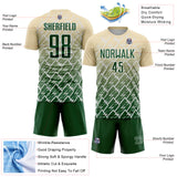 Custom Cream Green-White Lightning Sports Sublimation Soccer Uniform Jersey