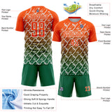 Custom Orange Kelly Green-White Lightning Sports Sublimation Soccer Uniform Jersey