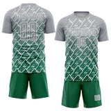 Custom Gray Kelly Green-White Lightning Sports Sublimation Soccer Uniform Jersey
