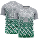 Custom Gray Kelly Green-White Lightning Sports Sublimation Soccer Uniform Jersey
