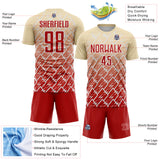Custom Cream Red-White Lightning Sports Sublimation Soccer Uniform Jersey