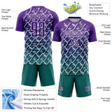 Custom Purple Teal-White Lightning Sports Sublimation Soccer Uniform Jersey