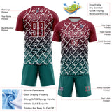 Custom Crimson Teal-White Lightning Sports Sublimation Soccer Uniform Jersey