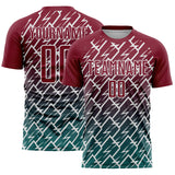 Custom Crimson Teal-White Lightning Sports Sublimation Soccer Uniform Jersey