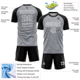 Custom Gray Black-White Wavy Lines Sports Sublimation Soccer Uniform Jersey