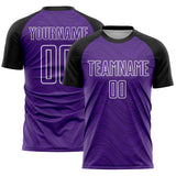 Custom Purple Black-White Wavy Lines Sports Sublimation Soccer Uniform Jersey