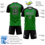 Custom Grass Green Black-White Wavy Lines Sports Sublimation Soccer Uniform Jersey